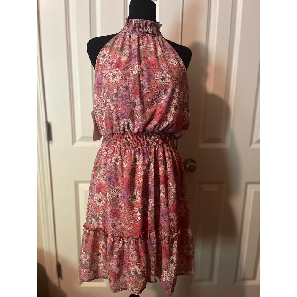 NWT DressUp Coral Floral Dress Size Large